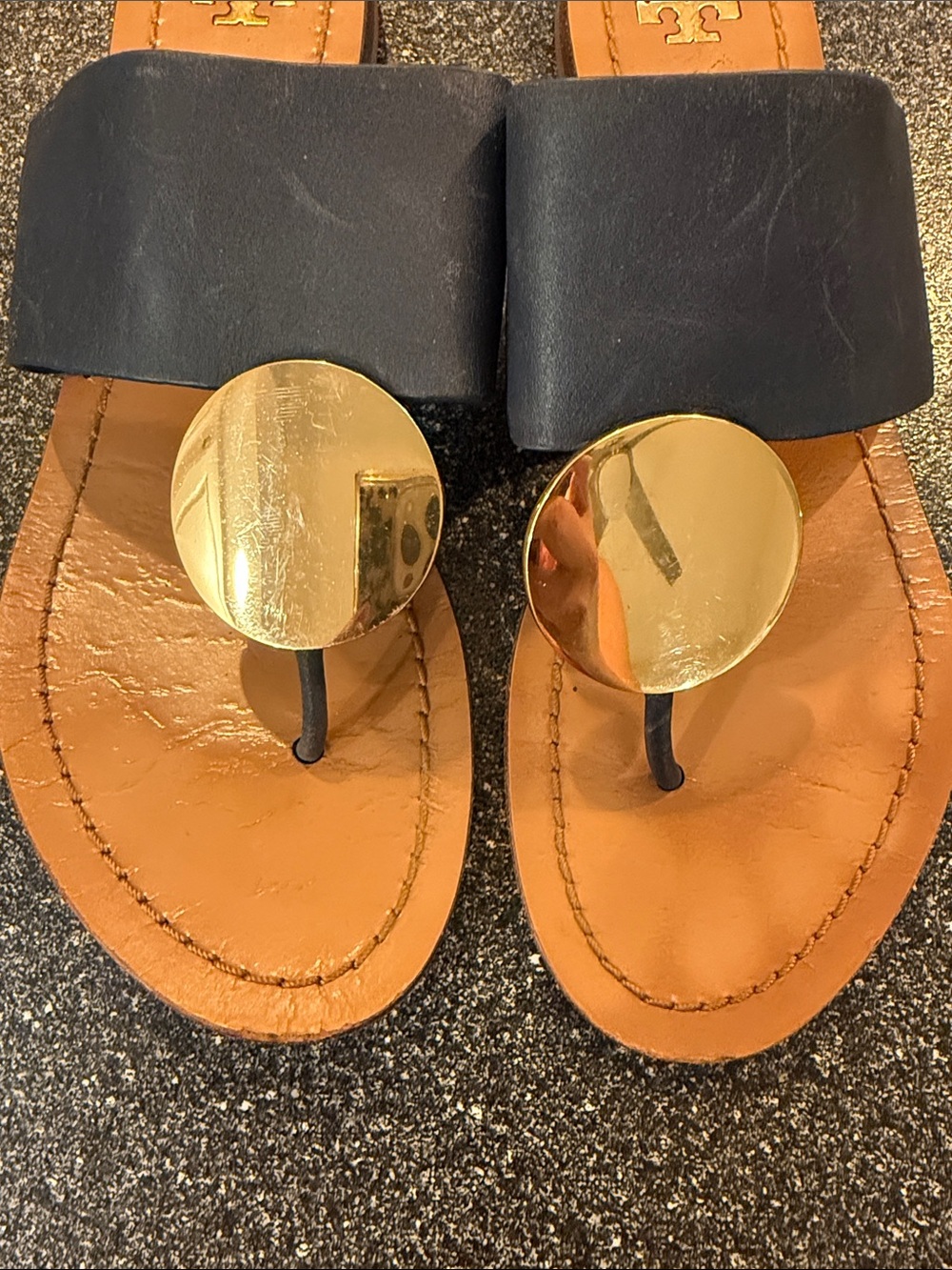 Women’s Tory Burch Patos Disk sandals in Navy Blue - size 9 - Picture 4 of 6